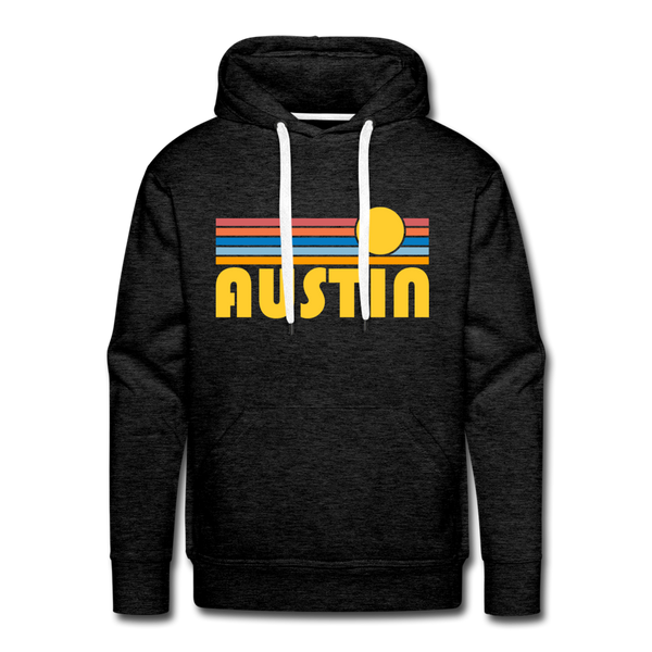 Premium Austin, Texas Hoodie - Retro Sun Premium Men's Austin Sweatshirt / Hoodie - charcoal grey