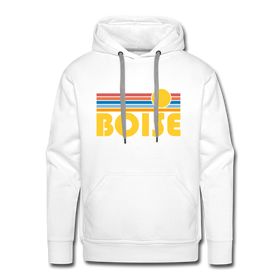 Premium Boise, Idaho Hoodie - Retro Sun Premium Men's Boise Sweatshirt / Hoodie - white