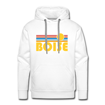Premium Boise, Idaho Hoodie - Retro Sun Premium Men's Boise Sweatshirt / Hoodie - white