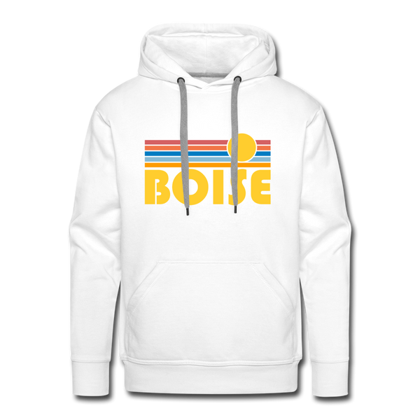 Premium Boise, Idaho Hoodie - Retro Sun Premium Men's Boise Sweatshirt / Hoodie - white