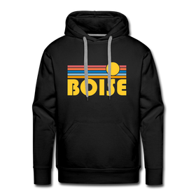 Premium Boise, Idaho Hoodie - Retro Sun Premium Men's Boise Sweatshirt / Hoodie - black