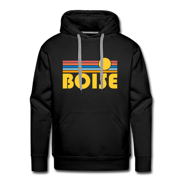Premium Boise, Idaho Hoodie - Retro Sun Premium Men's Boise Sweatshirt / Hoodie - black