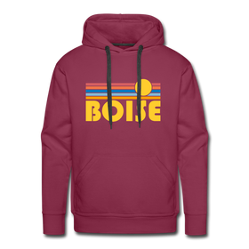 Premium Boise, Idaho Hoodie - Retro Sun Premium Men's Boise Sweatshirt / Hoodie - burgundy