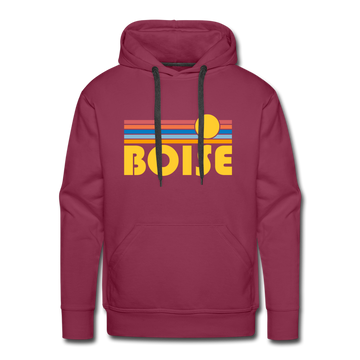 Premium Boise, Idaho Hoodie - Retro Sun Premium Men's Boise Sweatshirt / Hoodie - burgundy