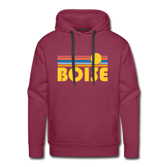 Premium Boise, Idaho Hoodie - Retro Sun Premium Men's Boise Sweatshirt / Hoodie - burgundy