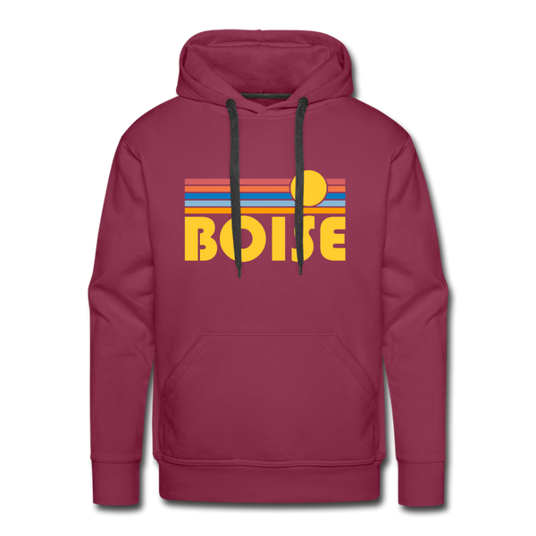 Premium Boise, Idaho Hoodie - Retro Sun Premium Men's Boise Sweatshirt / Hoodie - burgundy