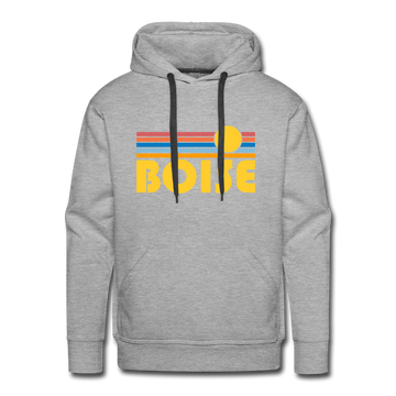 Premium Boise, Idaho Hoodie - Retro Sun Premium Men's Boise Sweatshirt / Hoodie - heather grey