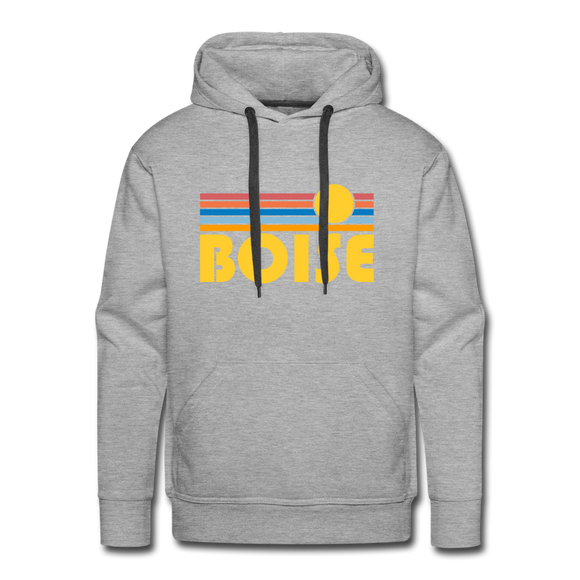 Premium Boise, Idaho Hoodie - Retro Sun Premium Men's Boise Sweatshirt / Hoodie - heather grey