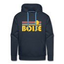 Premium Boise, Idaho Hoodie - Retro Sun Premium Men's Boise Sweatshirt / Hoodie - navy