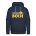 Premium Boise, Idaho Hoodie - Retro Sun Premium Men's Boise Sweatshirt / Hoodie - navy