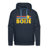Premium Boise, Idaho Hoodie - Retro Sun Premium Men's Boise Sweatshirt / Hoodie - navy