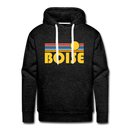 Premium Boise, Idaho Hoodie - Retro Sun Premium Men's Boise Sweatshirt / Hoodie - charcoal grey