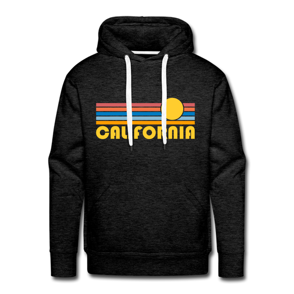 Premium California Hoodie - Retro Sun Premium Men's California Sweatshirt / Hoodie - charcoal grey