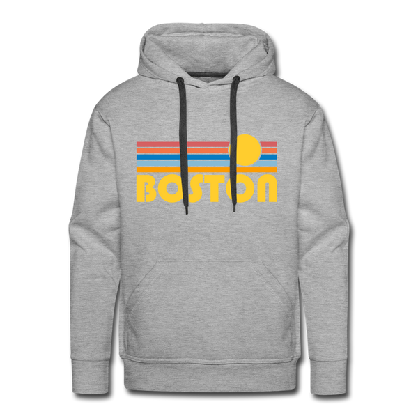 Premium Boston, Massachusetts Hoodie - Retro Sun Premium Men's Boston Sweatshirt / Hoodie - heather grey
