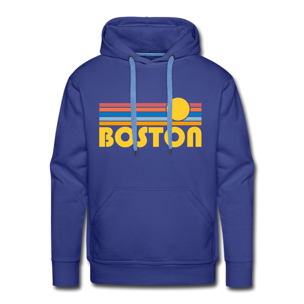 Premium Boston, Massachusetts Hoodie - Retro Sun Premium Men's Boston Sweatshirt / Hoodie - royalblue