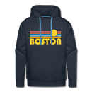 Premium Boston, Massachusetts Hoodie - Retro Sun Premium Men's Boston Sweatshirt / Hoodie - navy