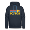 Premium Boston, Massachusetts Hoodie - Retro Sun Premium Men's Boston Sweatshirt / Hoodie - navy