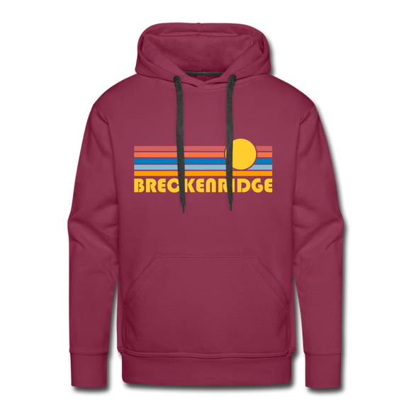 Premium Breckenridge, Colorado Hoodie - Retro Sun Premium Men's Breckenridge Sweatshirt / Hoodie - burgundy