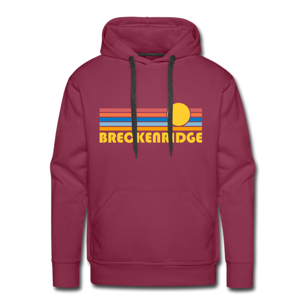 Premium Breckenridge, Colorado Hoodie - Retro Sun Premium Men's Breckenridge Sweatshirt / Hoodie - burgundy