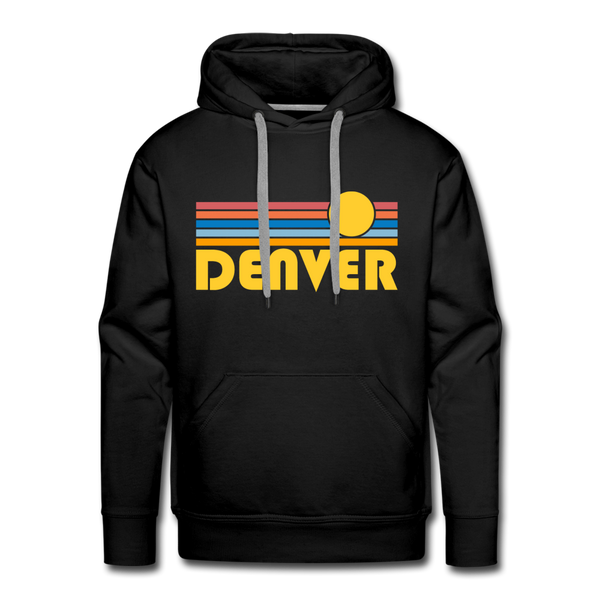Premium Denver, Colorado Hoodie - Retro Sun Premium Men's Denver Sweatshirt / Hoodie - black