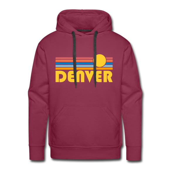 Premium Denver, Colorado Hoodie - Retro Sun Premium Men's Denver Sweatshirt / Hoodie - burgundy