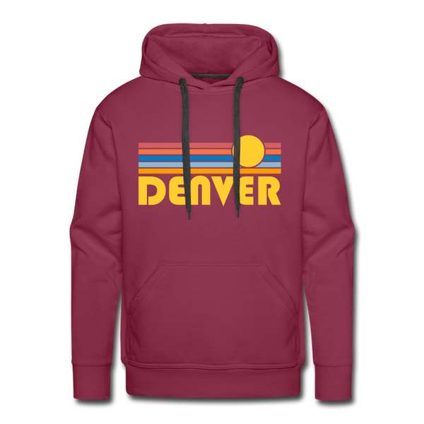 Premium Denver, Colorado Hoodie - Retro Sun Premium Men's Denver Sweatshirt / Hoodie - burgundy