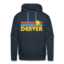 Premium Denver, Colorado Hoodie - Retro Sun Premium Men's Denver Sweatshirt / Hoodie - navy