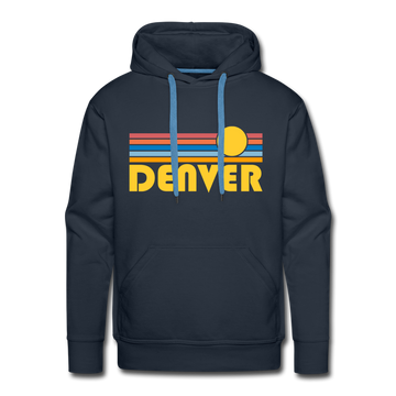 Premium Denver, Colorado Hoodie - Retro Sun Premium Men's Denver Sweatshirt / Hoodie - navy