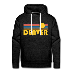 Premium Denver, Colorado Hoodie - Retro Sun Premium Men's Denver Sweatshirt / Hoodie - charcoal grey