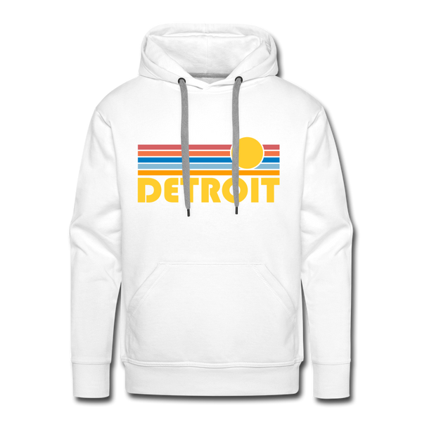 Premium Detroit, Michigan Hoodie - Retro Sun Premium Men's Detroit Sweatshirt / Hoodie - white