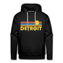 Premium Detroit, Michigan Hoodie - Retro Sun Premium Men's Detroit Sweatshirt / Hoodie - black