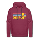 Premium Detroit, Michigan Hoodie - Retro Sun Premium Men's Detroit Sweatshirt / Hoodie - burgundy