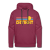 Premium Detroit, Michigan Hoodie - Retro Sun Premium Men's Detroit Sweatshirt / Hoodie - burgundy