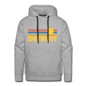 Premium Detroit, Michigan Hoodie - Retro Sun Premium Men's Detroit Sweatshirt / Hoodie - heather grey