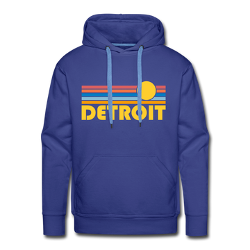 Premium Detroit, Michigan Hoodie - Retro Sun Premium Men's Detroit Sweatshirt / Hoodie - royalblue
