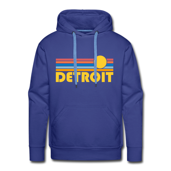 Premium Detroit, Michigan Hoodie - Retro Sun Premium Men's Detroit Sweatshirt / Hoodie - royalblue