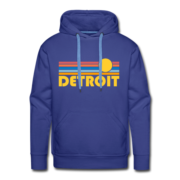 Premium Detroit, Michigan Hoodie - Retro Sun Premium Men's Detroit Sweatshirt / Hoodie - royalblue