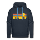 Premium Detroit, Michigan Hoodie - Retro Sun Premium Men's Detroit Sweatshirt / Hoodie - navy