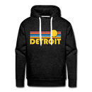 Premium Detroit, Michigan Hoodie - Retro Sun Premium Men's Detroit Sweatshirt / Hoodie - charcoal grey