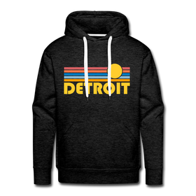 Premium Detroit, Michigan Hoodie - Retro Sun Premium Men's Detroit Sweatshirt / Hoodie