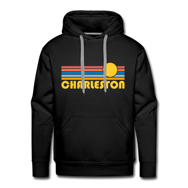 Premium Charleston, South Carolina Hoodie - Retro Sun Premium Men's Charleston Sweatshirt / Hoodie - black