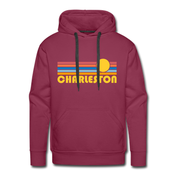 Premium Charleston, South Carolina Hoodie - Retro Sun Premium Men's Charleston Sweatshirt / Hoodie - burgundy