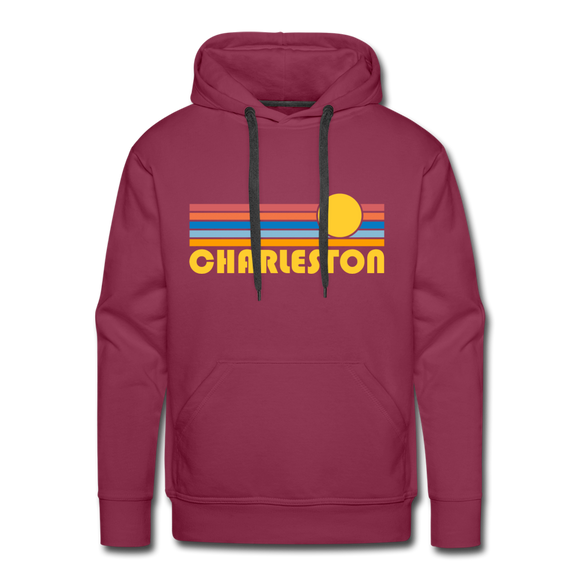 Premium Charleston, South Carolina Hoodie - Retro Sun Premium Men's Charleston Sweatshirt / Hoodie - burgundy