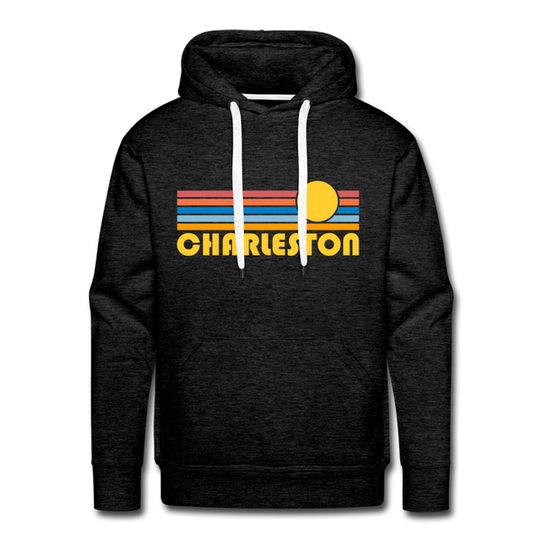 Premium Charleston, South Carolina Hoodie - Retro Sun Premium Men's Charleston Sweatshirt / Hoodie - charcoal grey