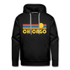 Premium Chicago, Illinois Hoodie - Retro Sun Premium Men's Chicago Sweatshirt / Hoodie - black