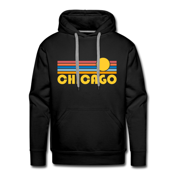 Premium Chicago, Illinois Hoodie - Retro Sun Premium Men's Chicago Sweatshirt / Hoodie - black