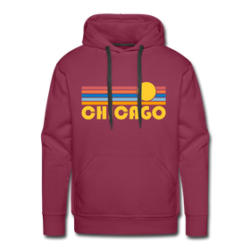 Premium Chicago, Illinois Hoodie - Retro Sun Premium Men's Chicago Sweatshirt / Hoodie - burgundy