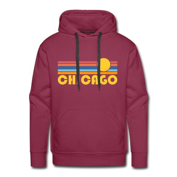 Premium Chicago, Illinois Hoodie - Retro Sun Premium Men's Chicago Sweatshirt / Hoodie - burgundy