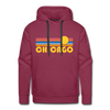 Premium Chicago, Illinois Hoodie - Retro Sun Premium Men's Chicago Sweatshirt / Hoodie - burgundy