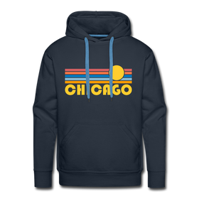 Premium Chicago, Illinois Hoodie - Retro Sun Premium Men's Chicago Sweatshirt / Hoodie - navy